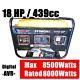 18hp Rated 8000w Max 8500w Single Phase Generator 4 Stroke Portable Petrol