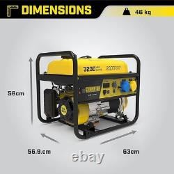 3200 Watt Portable Petrol Generator, 224cc, 12 hour run time digital display