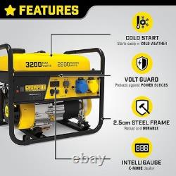 3200 Watt Portable Petrol Generator, 224cc, 12 hour run time digital display