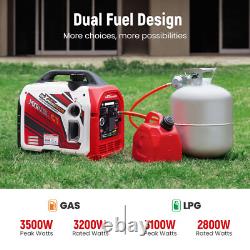 3500W Dual Fuel LPG Inverter Generator Portable Electric Start +App Start