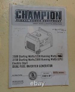 3kW Champion Dual Fuel Inverter Generator Electric Start, Free Bottle of Propane