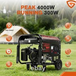4000W 8HP 215CC PETROL GENERATOR PORTABLE 4-STROKE OHV ENGINE With WHEELS HANDRAIL