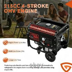 4000W 8HP 215CC PETROL GENERATOR PORTABLE 4-STROKE OHV ENGINE With WHEELS HANDRAIL