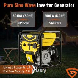 6000W 4-Stroke Petrol Inverter Generator 230V Pure Sine Wave Camping Power