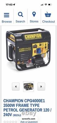 CHAMPION CPG4000E1 3500W FRAME TYPE PETROL GENERATOR 120 / 240V (max 3000W)