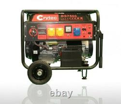 CRYTEC Key Start Petrol Generator Electric 110/230V 6.5KW Quiet Camping Power