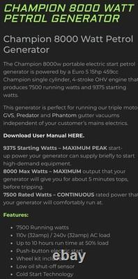 Champion 7000W Dual Fuel Frame Generator CPG7500E2-DF LPG/Petrol Electric Start