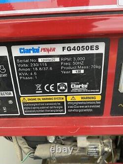 Clarke Power FG4050ES 4.5 kVA Portable Petrol Generator c/w Electric Start