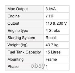 Clarke Power Generator PG3800DV WITH 2 BOTTLES OF OIL