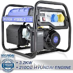 Generator Petrol Electric Start 3.2kW 3200W 4kVA Catering Portable Site HYUNDAI