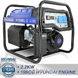 Generator Petrol Recoil Start 2.2kW 2200W 2kVA Catering Portable Site HYUNDAI