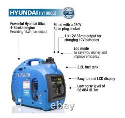 Hyundai 1000W / 1kW Petrol Inverter Generator Lightweight Portable HY1000Si
