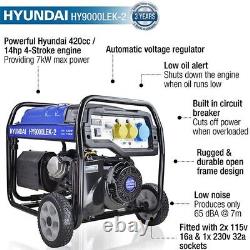 Hyundai Petrol Open Frame Site Generator with Electric Start HY9000LEK-2