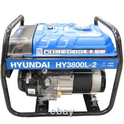 Hyundai Petrol Open Generator Recoil Start 3.2kW Max Overload Protection Blue -H