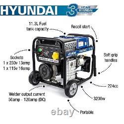 Hyundai Petrol Welder Generator, Portable, 11.3L 3.2kWith4kVa, 120 Amp DC Welder