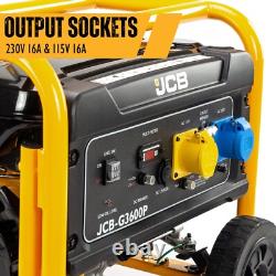 JCB Petrol Site Generator 3.6kW / 4.5kVA JCB Engine, Recoil Pull Start 230V