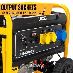 JCB Site Generator 7.9kW 9.8kVA Petrol 115V 230V 15hp 457cc Electric Start