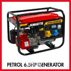 Jobsite Petrol Generator 115V/230V 4 Stroke 6.5HP Air Cooled Engine Portable