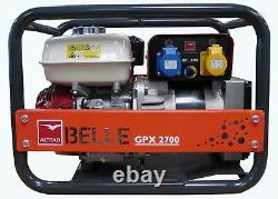 NEW BELLE GPX2700 GENERATOR 2.7kVA HONDA GX200 PETROL ENGINE 110v 230v SITE