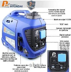 P1 p1000i petrol generator portable power 1000w powered hyundai ultra quiet 4