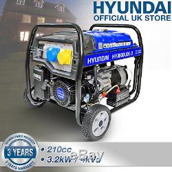 Petrol Generator 3.2kW 3200W 4kVA Electric Start Catering Portable Site HYUNDAI