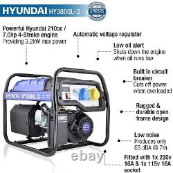 Petrol Generator 3.2kW / 4kVA Recoil Start Open Frame Site Hyundai