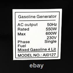 Petrol Generator Portable Max 600w 220v 2Stroke 2HP Hand Start Single Phase Home