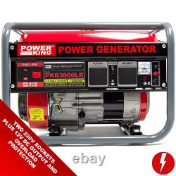 Petrol Generator PowerKing Portable PKB3000LR 2200w 2.75KVA Quiet Camping Oil