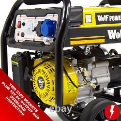 Petrol Generator Wolf Portable 3000w 3.75KVA 7HP Camping Power with Wheels