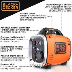 Petrol Inverter Generator Portable Silent Suitcase 900w 1.1kVa Black & Decker