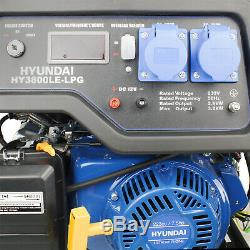 Petrol or LPG Gas Generator Electric Start 3200w 3.2kW 4kVa Catering HYUNDAI