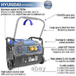 Portable Petrol Generator Inverter Suitcase 7500w 14HP 230v 115v HYUNDAI