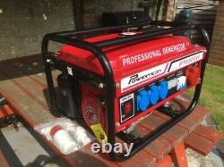 Portable electric generator 6.5 Kw. Petrol. Never been started. 5 Power outlets