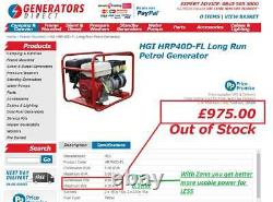 RRP £1248! Now only £395! 8500w Petrol Generator extreme power & value