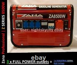 RRP 1495! Now £595! Zana Petrol Generator 8500w Reliable Portable Power