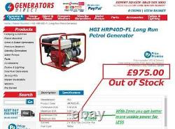 RRP 1495! Now` only £395! Zana Petrol Generator 8500w extreme power