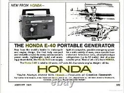 Rare Vintage Gasoline Honda E40 II Portable Lunchbox Generator Made in Japan
