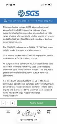 SGS PH 3100 Petrol Generator 3.0kw
