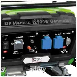 SIP Medusa T2500W Portable 4 Stroke Petrol Generator 230v 15lt Petrol Tank