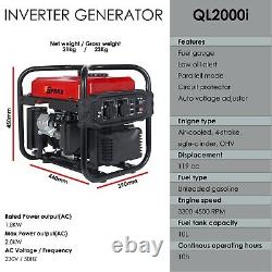 SPARK 2000W Petrol Inverter Generator Portable 4 Stroke Engine Camping