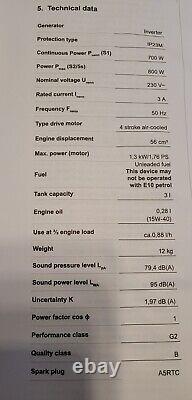 Scheppach SG1400i Power Generator Inverter 800W 230V 50Hz 4 stroke 3.0LCheapest