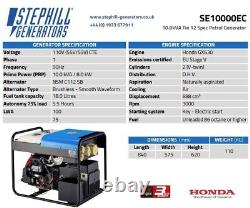 Stephill Generator SE100000EC 10kVA Tin 12 Spec Petrol Generator