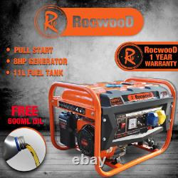 Générateur D’essence Portable 6500w Rocwood 4 Course 110v 8hp Recul Démarrer L’huile Gratuite