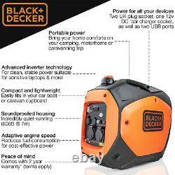 Générateur D'essence Portable Silencieux 2,2 Kw 2,8 Kva 2000w Inverter Noir Et Decker