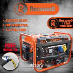 Générateur D’essence Rocwood 2800w 110v 4 Stroke 8hp Electric Start Plus Huile Gratuite
