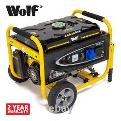 Générateur D’essence Wolf Wpl3500lr 3200w 4.0kva 7hp Avec Kit De Roue