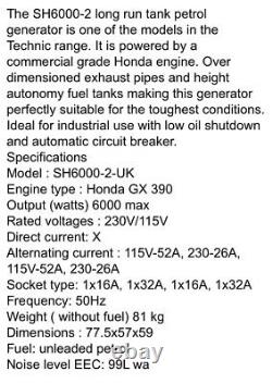 Générateur Honda Gx 390 Sdmo Sh 6000-2