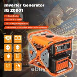 Générateur Inverseur à Essence 3200W pour Camping, VR, Jardin, Extérieur - Alimentation Téléphone/PC NOUVEAU