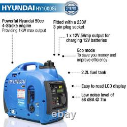 Générateur Inverseur à Essence Hyundai HY1000Si, Portable, Silencieux 1000W avec 230V