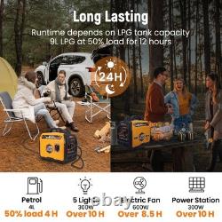 Générateur Inverseur à Essence et GPL Bi-Carburant 3500W pour Camping/Alimentation Électrique Extérieure